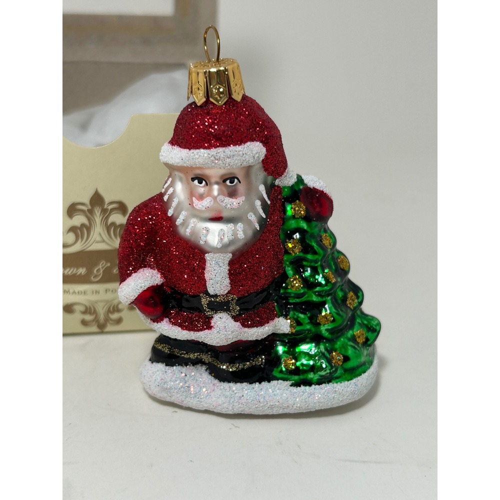 Polish Glass Santa Claus Christmas Ornament Hand Painted Mouth Blown Poland Box - Picture 3 of 7